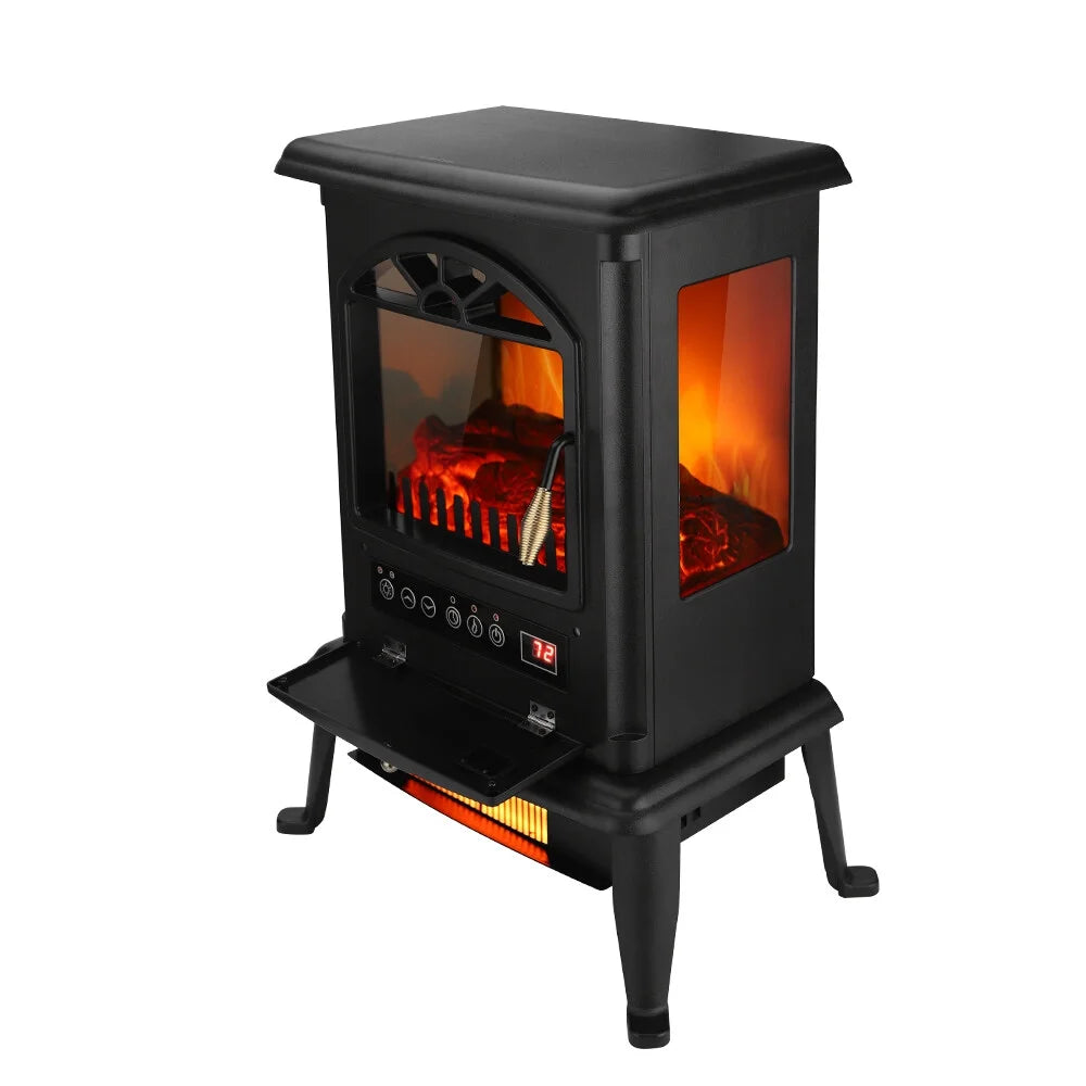 Heater for Inside, Electric Fireplace W/ Remote Control, 1500W Freestanding Heater for Tabletop Decor, 3D Flame Fireplace for Home Room