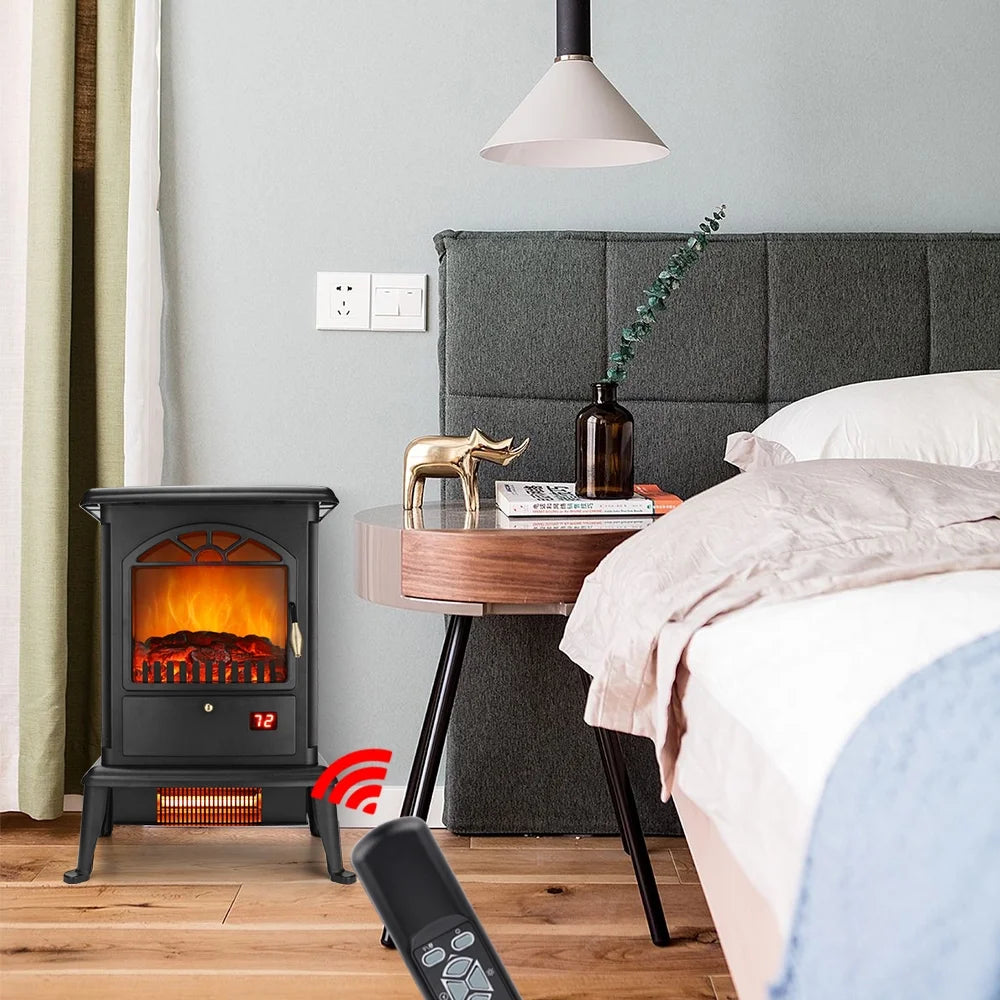 Heater for Inside, Electric Fireplace W/ Remote Control, 1500W Freestanding Heater for Tabletop Decor, 3D Flame Fireplace for Home Room