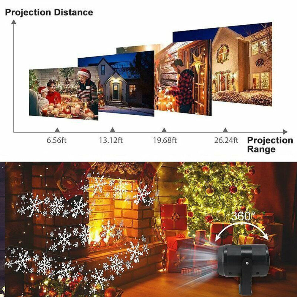 Christmas LED Snowflake Projector Laser Light Snowfall Outdoor Xmas Decor Lamp