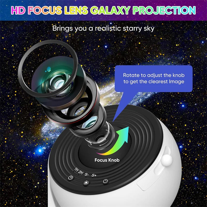 LED Night Light Galaxy Projector Starry Sky Projector 360° Rotate Planetarium Night Lamp for Room Decorative Children Kids Gift